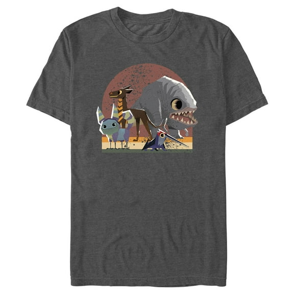 Men's Star Wars: Galaxy of Creatures Galaxy Friends Graphic Tee Charcoal Heather 2X Large