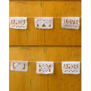 Papel Picado Banners Amor Mini 36in. 10 Tissue Rectangles 3.5in. x 2.5in. Cut in Five Different Designs /Two Each Handmade Using Chiselsstring 5 Ft
