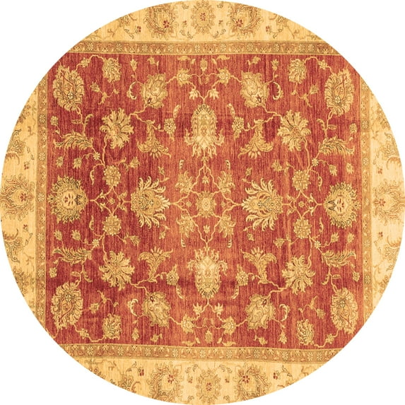 Ahgly Company Indoor Round Oriental Brown Traditional Area Rugs, 3' Round