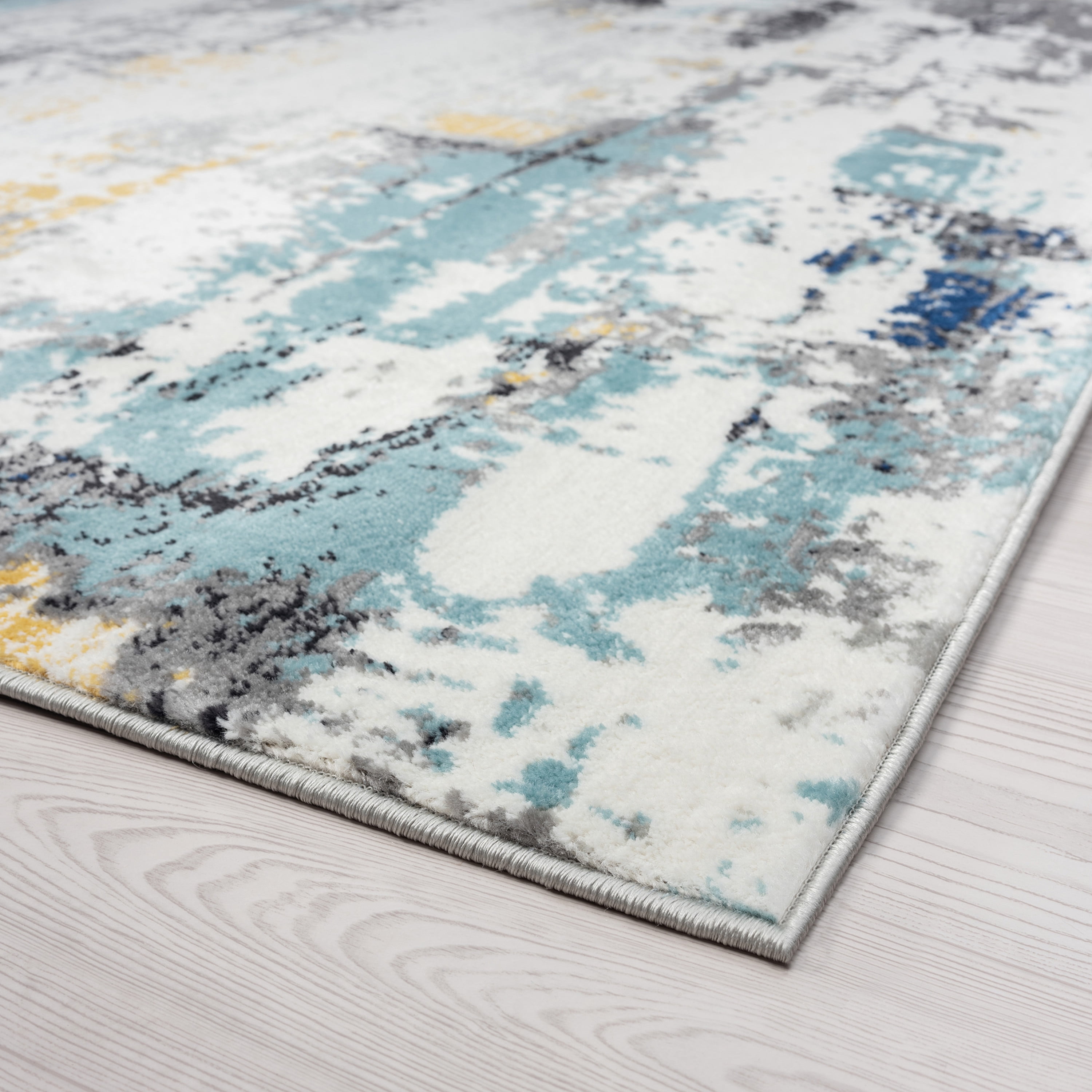 Contemporary 5x8 Area Rug (5'3'' x 7'3'') Abstract Blue, Gray Living Room Easy to Clean