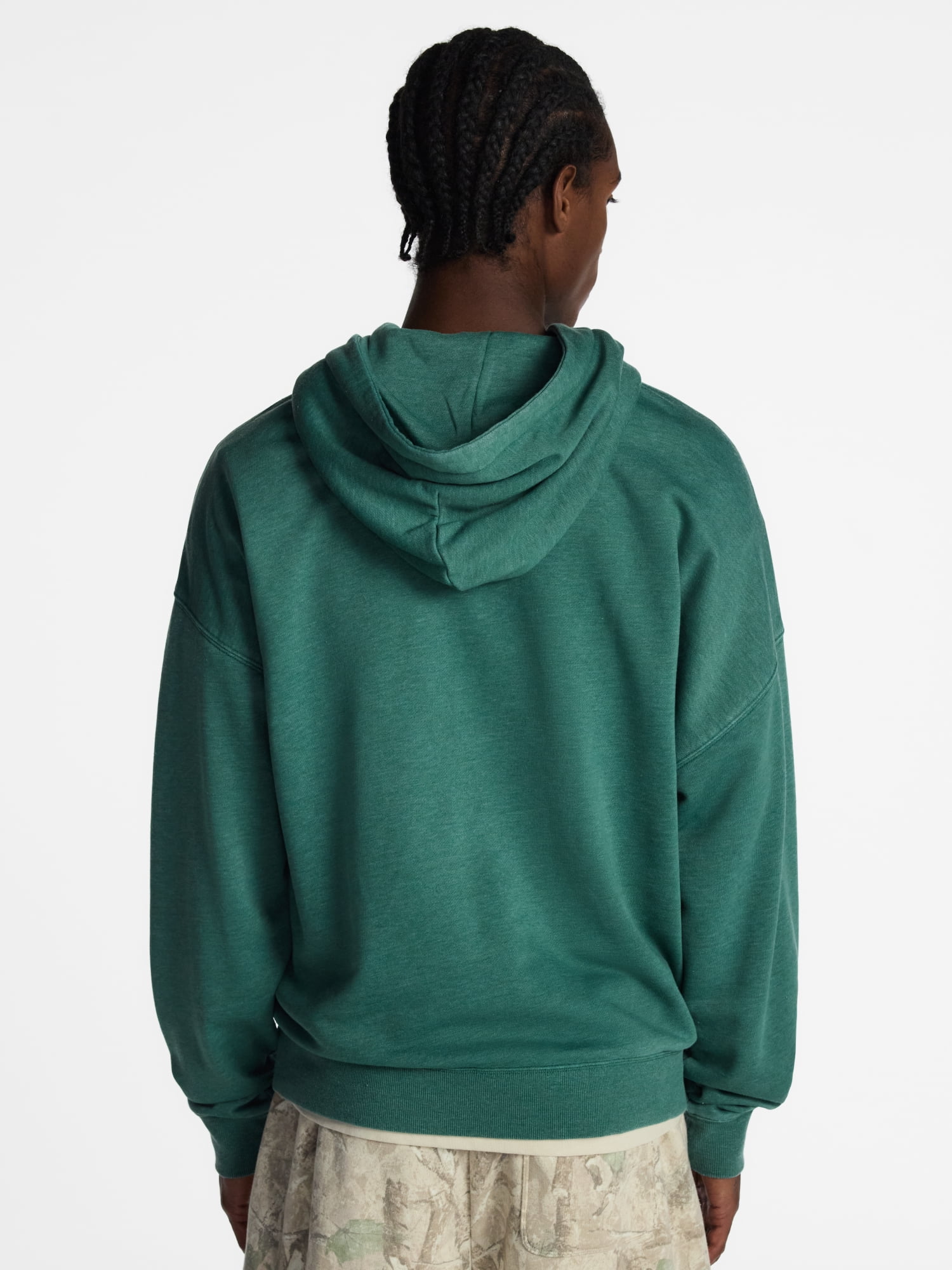 No Boundaries Boxy Fit Oversized Fleece Hoodie with Long Sleeves, Men's XS-4XLT