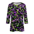 thumbnail image 4 of JGNGSHN Womens 3/4 Length Sleeve Shirts Comfy Round Neck Tunic Tops Loose Fit Print Blouses, 4 of 5