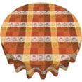 thumbnail image 2 of Thanksgiving Tablecloth Orange Pumpkin Plaid Tablecloth Washable Fall Round Tablecloth 60 Inch Reusable Table Cloth for Holiday Party Dinner Dining Table Decor, 2 of 6