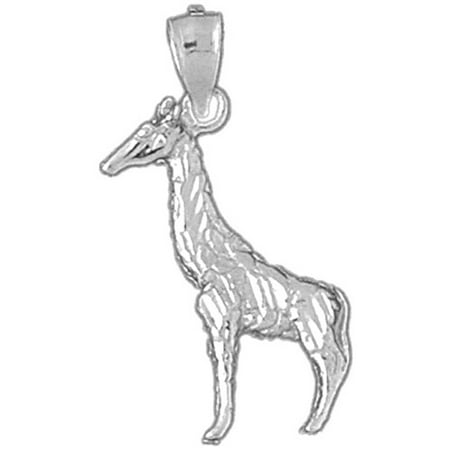 14K White Gold Giraffe Pendant - 28 mm