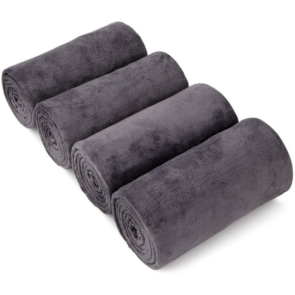 Paquete de 4 toallas de baño Orighty, microfibra gris al tacto, 140 x 70 cm