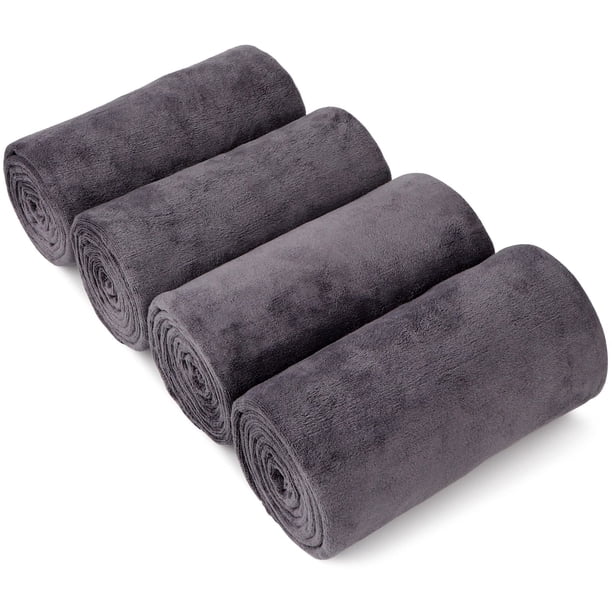 Paquete de 4 toallas de baño Orighty, microfibra gris al tacto, 140 x 70 cm