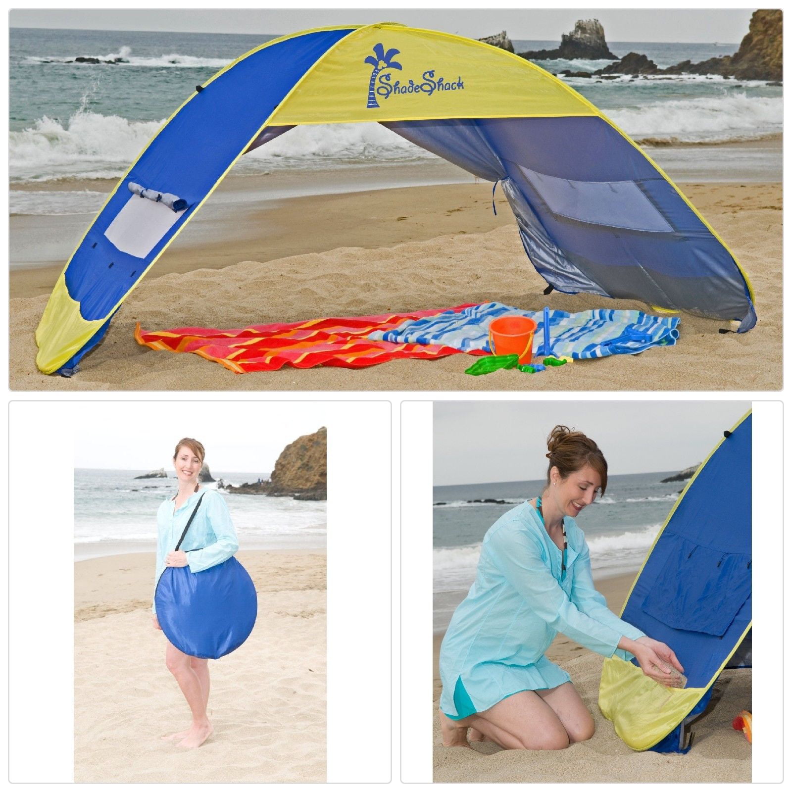 Shade Shack Beach Tent Easy Automatic Instant Pop Up Sun Shelter