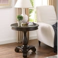 thumbnail image 5 of Gracefully traditional Rene Round Wood Pedestal Side Table|26" around, 5 of 6