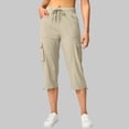 thumbnail image 2 of BUIGTTKLOP Women's Cargo Capris Pants with Pockets Lightweight Quick Dry Travel Hiking Summer Pants for Women Casual, 2 of 6