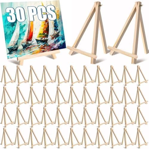 30 Pack 9 Inch Wood Easels Bulk Small Easel Stand For Painting Canvases Mini Tabletop Display Stand Tripod Tabletop Portable Canvas Photo Picture Sign Holder