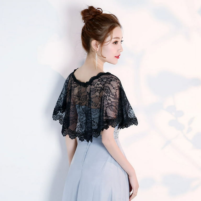 Dalrosia Women's Lace Wedding Bridal Bolero Jackets Shawl Formal Party Prom Evening Cape for Bride Bridesmaid Wrap Shrugs, Size: One size, Black Dalrosia Women's Lace Wedding Bridal Bolero Jackets Shawl Formal Party Prom Evening Cape for Bride Bridesmaid Wrap Shrugs, Size: One size, Black