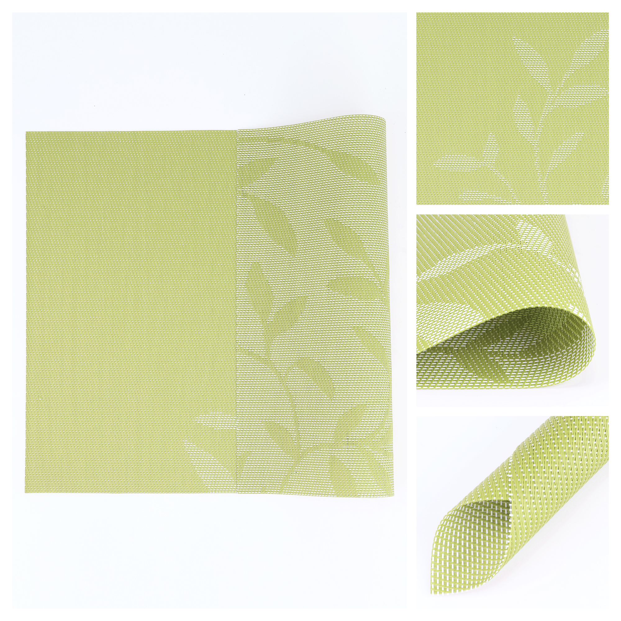 Unique Bargains Set of 8 Farmhouse Washable Placemats Indoor Kitchen Table Mat Green
