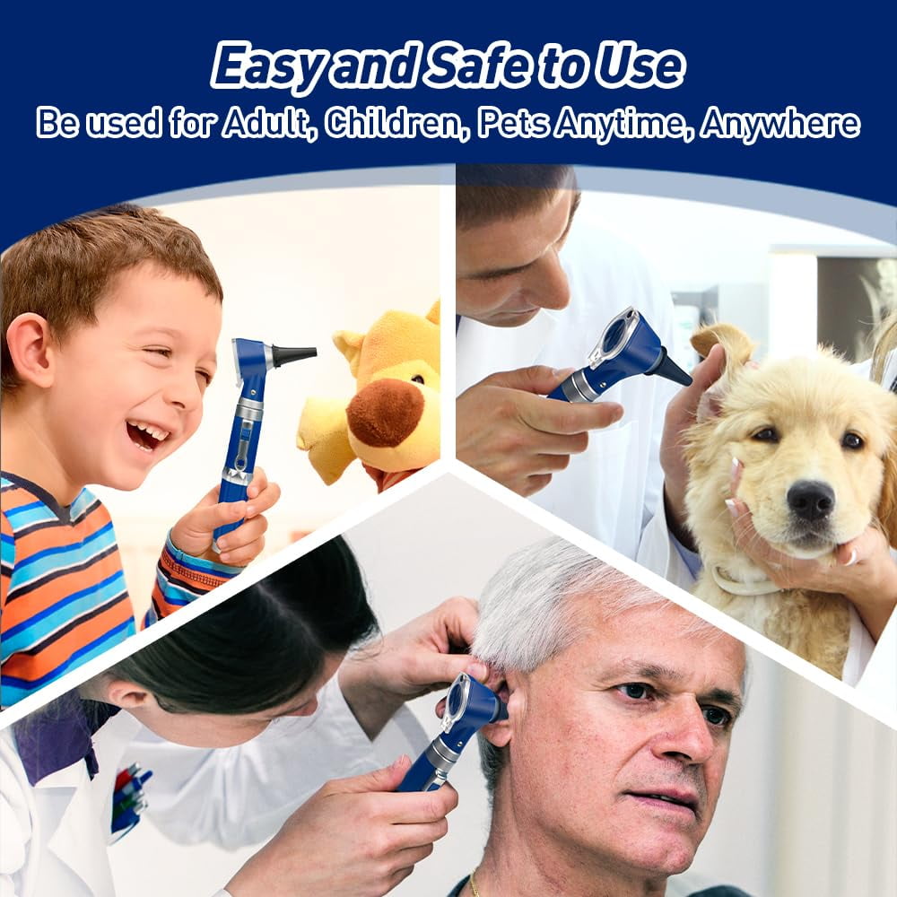 Scian Otoscope Ear Scope with Light Ear Infection Detector and Pocket Ear Checker Kit with 3X Magnify Lens Suitable for KidsAdults Doctors Pets Blue