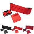 thumbnail image 2 of Bangcool Men Tuxedo Accessories Fashion 3PCS Solid Color Pocket Square Bow Tie Cummerbund, 2 of 10