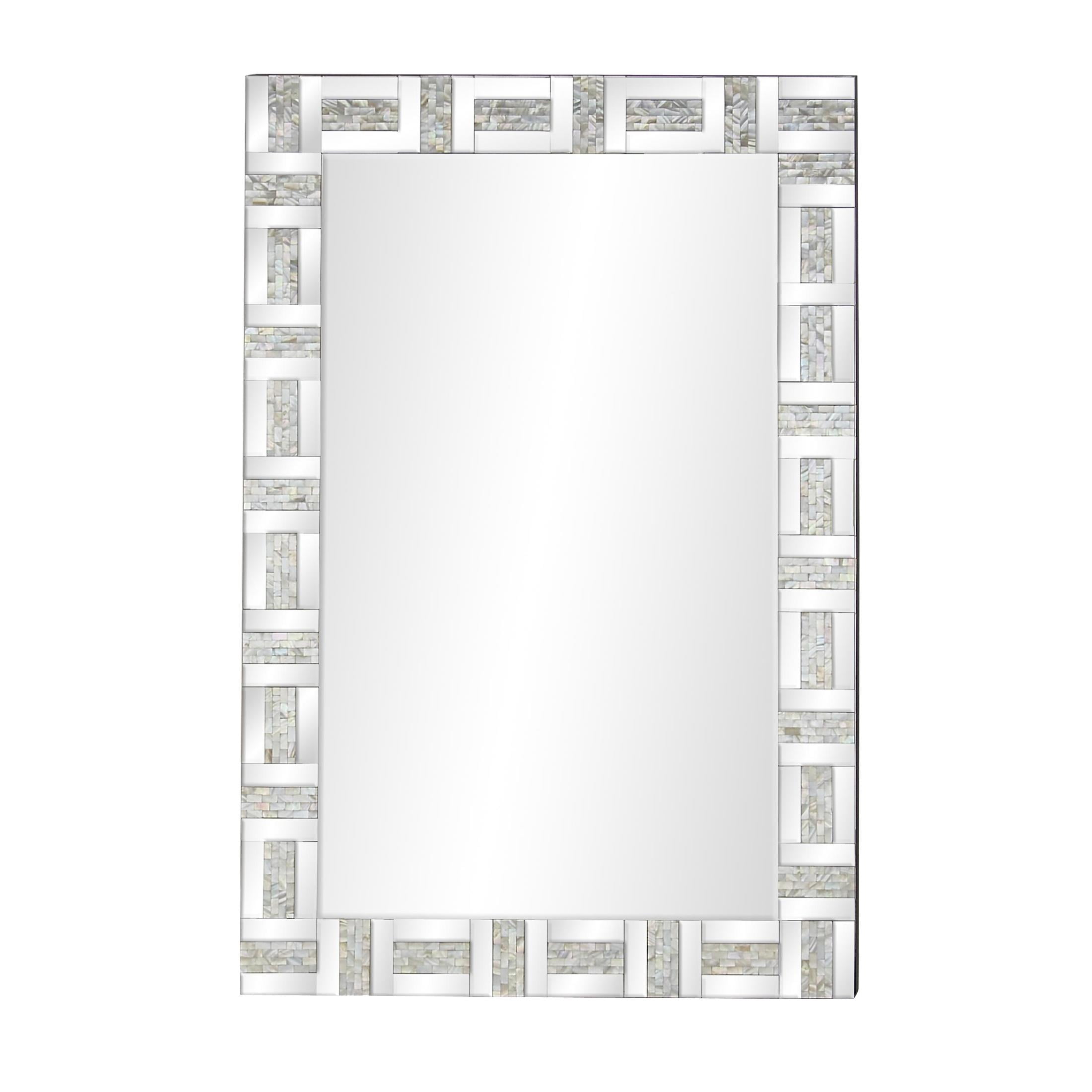 DecMode 32" x 47" Silver Geometric Wall Mirror
