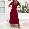 thumbnail image 5 of Erwazi Dresses for Women Solid Collared Short Sleeve Solid Dress Waist Cinched Zipper Trendy Casual Daily Summer Dresses, 5 of 7
