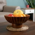 thumbnail image 5 of Luxe Designs | Acacia Wood Footed Bowl– Handcrafted Decorative Fruit Bowl with Elegant Carving Design for Dining, Serving, and Home Décor- 12 Inch Wooden Pedestal Bowls, 5 of 7