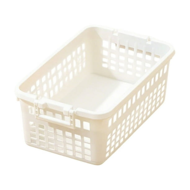Cesta de almacenamiento de plástico de 12.2 x 7.5 x 4.7 pulgadas, organizador apilable con asas para estantes de armarios, contenedores para diversos snacks, juguetes y libros para cocina, sala de