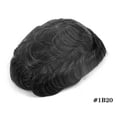 thumbnail image 2 of Men's Toupee Human Hair System Units Swiss Lace and NPU Around Men Hairpieces 30mm Wave Durable Male Hair Prosthesis (1B#Natural Black with Grey), 2 of 7