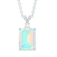 thumbnail image 2 of Rosec Jewels Emerald Cut Ethiopian Opal Solitaire Pendant for Women with Diamond - 6X8 MM, 925 Sterling Silver, 2 of 8
