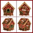 thumbnail image 2 of 3D Christmas Wooden House Rhinestone Art DIY Kit Gift for Craft Lovers, Glittering Holiday Tabletop Decor with Santa Snowman Reindeer, 2 of 9