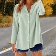 thumbnail image 6 of cocolona Womens Linen Blouses for Women Long Sleeve V Neck Striped Shirts Loose Casual Button Down Fall Tops, 6 of 6