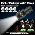 thumbnail image 5 of 2 Pcs Small Rechargeable Flashlight 1600 High Lumens Pocket Flashlight with Clip Magnetic LED Flashlight Type C USB Tactical Pen Light 5 Modes Portable Torch for Hiking, Camping, Emergency, 5 of 7