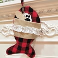 thumbnail image 4 of Christmas Stocking Fish Bone Plaid Christmas Hanging Decor Xmas Hanging Stocking, 4 of 8