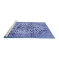 thumbnail image 2 of Ahgly Company Machine Washable Indoor Round Medallion Blue Traditional Area Rugs, 5' Round, 2 of 4