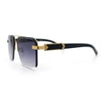 thumbnail image 6 of Mens Euro Mafia Mob Rimless Bevel Lens Oversize Racer Sunglasses [Gold Black - Smoke], 6 of 8