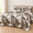 Brown-Full 78"×90", variant on Patchwork Quilt Set King Grey Blue Geometric Bedspread 3 Pieces