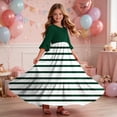 thumbnail image 6 of Little Girls Maxi Dress 4-14 Years Ruffle Half Sleeve Round Neck Floral Print Tiered Long Dress with Side Pockets Green H 4-5 Years, 6 of 7