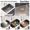 thumbnail image 4 of DeerValley 27x19 Inch Undermount Kitchen Sink Workstation - 18 Gauge Stainless Steel Single Bowl Sink, Handmade with Built-In Accessories, Ledge Design & Cutting Board, DV-1K0329, 4 of 15