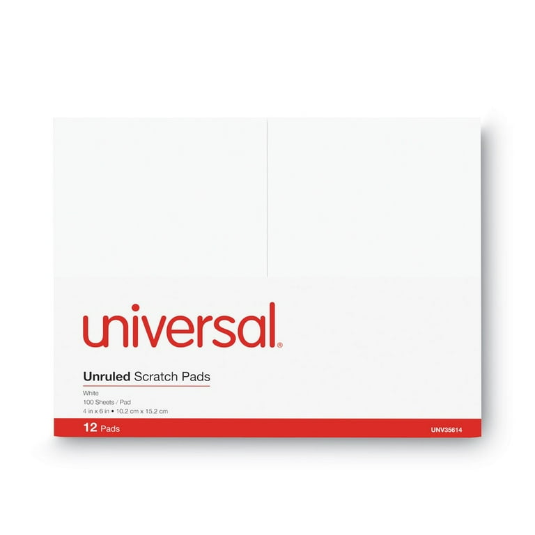 Universal Small Size Writing Scratch Pads, Unruled, 4 x 6 Universal Small Size Writing Scratch Pads, Unruled, 4 x 6