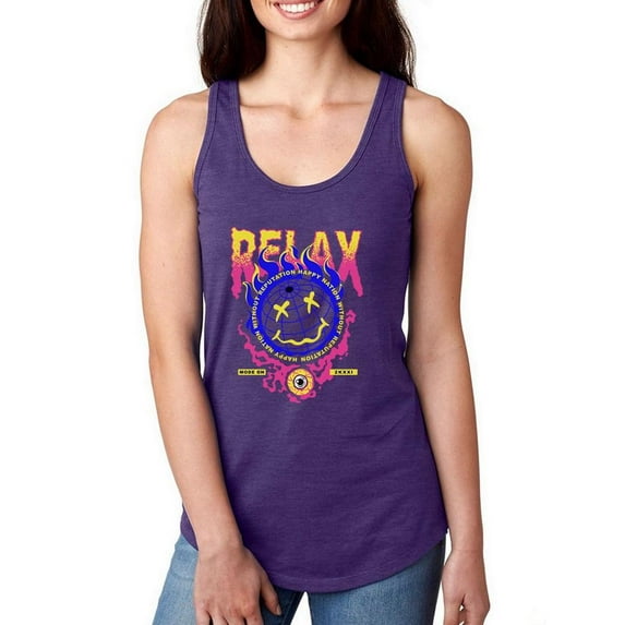 Flaming Globe And Eyeball Racerback Tank Women -Image by Shutterstock, Female Large