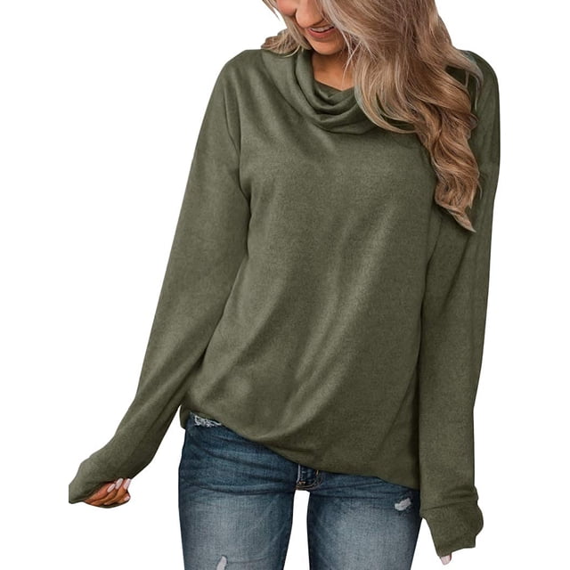 Pullovers à Manches Longues pour Femmes Col Bénitier Tunique Chemise Décontractée
