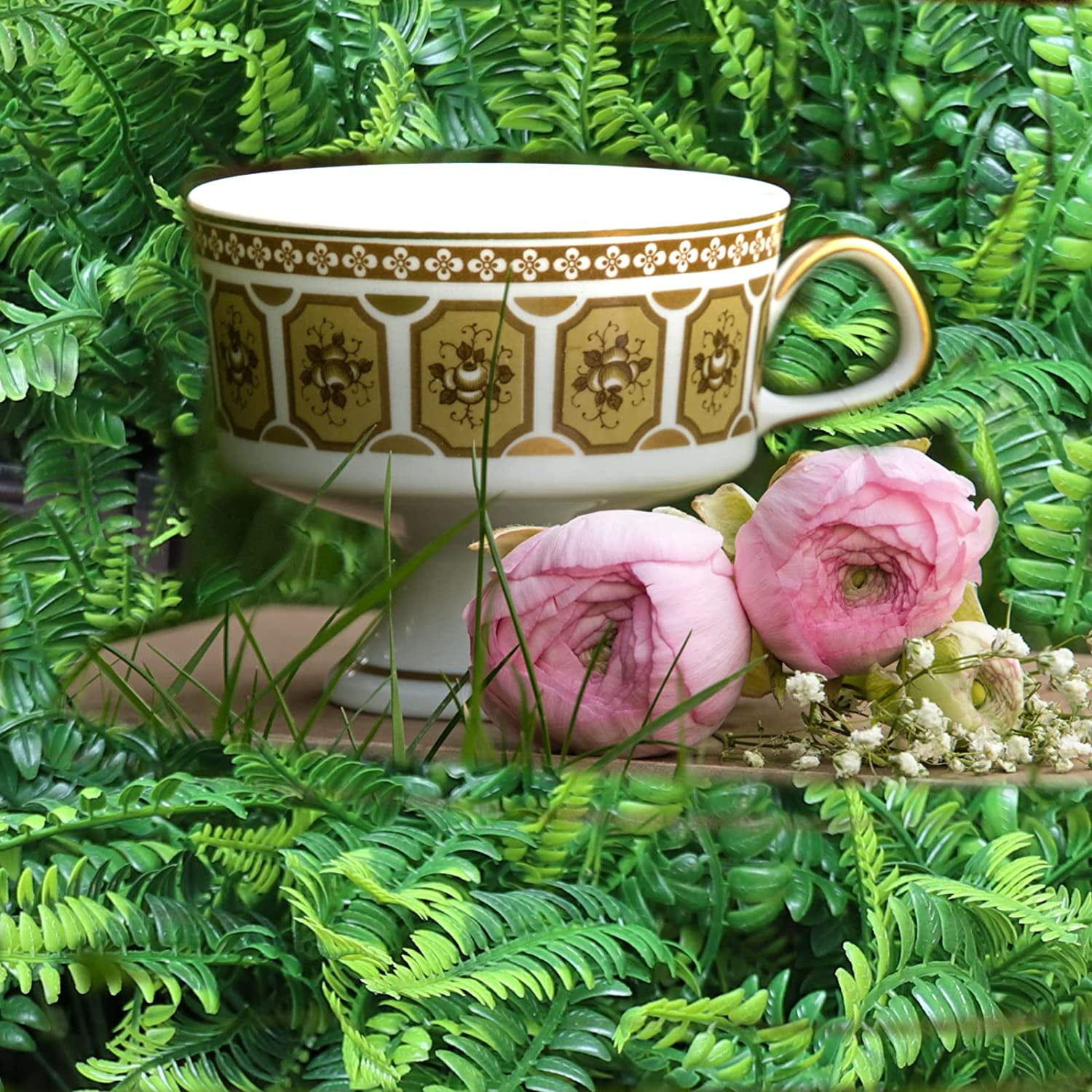 MAMOWEAR 12PCS Artificial Boston Fern Plants, UV Resistant Plastic Fake Plants Bushes Faux Shrubs Greenery for Hanging Planter Porch Garden Porch Window Box Home Decoration