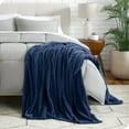 thumbnail image 5 of Bare Home Microplush Fleece Textured Blanket - 300 GSM - Fuzzy Microfleece - Soft & Plush - Full/Queen, Dark Blue, 5 of 8