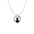 thumbnail image 2 of Delight Jewelry Silvertone Large 2-D Black Cat Back Hockey Ring Charm Necklace, 18", 2 of 4