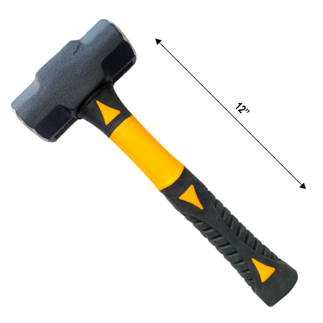 JRSDRIVE Sledge Hammer 4 lb Fiber Glass Hammer Powder Coated With Polished Metalworking Tools for Home Improvement, Automotive, Industrial, and Construction E-2257
