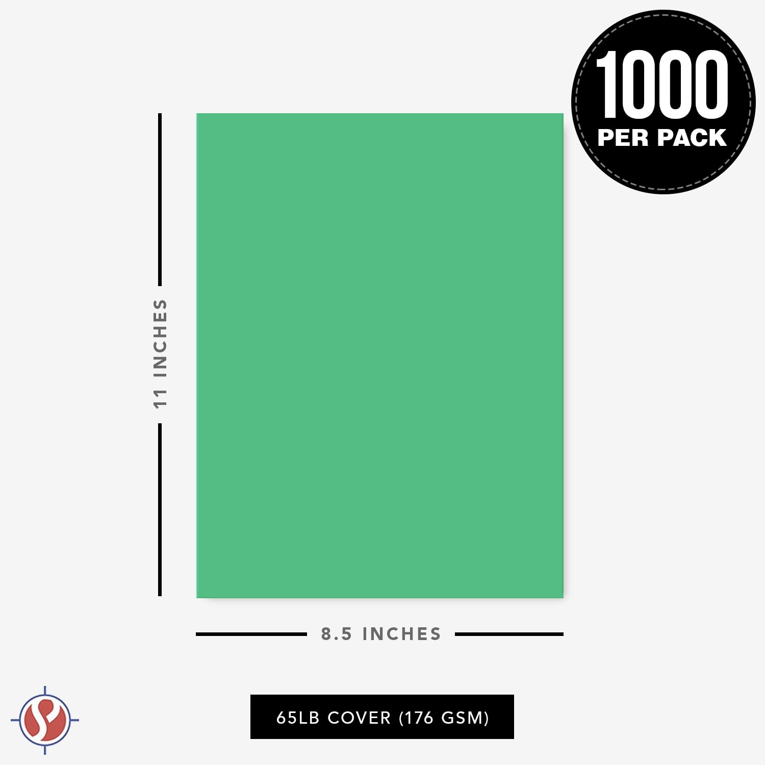 Premium Colored Card Stock Paper | Case of 1000 Sheets | Medium Weight 65lb Cardstock, Perfect for School Supplies, Arts and Crafts | Acid and Lignin Free | 8.5 x 11 Inches | Meadow Green