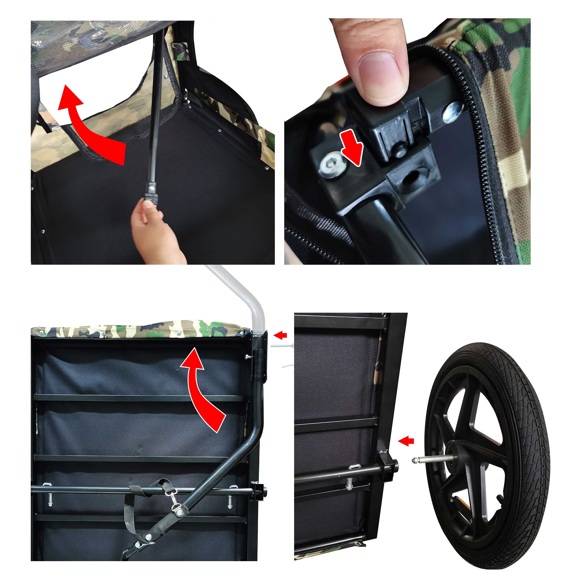 Pet Bike Trailer Dog/Cat Carrier with Detachable Dog Cart for Bicycle,Easy Folding Frame Pets Cart Suitable for Small and Medium