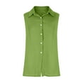 thumbnail image 5 of Cotton Linen Button Sleeveless Tops for Women, Collared Sleeveless Summer Tops, Lightweight Loose Fitting Dressy Casual Veats Blouses Camisole Tops Women Built in Bra Green L, 5 of 7