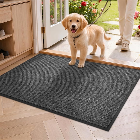 WANLISELL Indoor Outdoor Mats, 32" x 48" Front Door Mat Entry Rug, Non-Slip Water Absorbent Low Profile Entrance Mat, Gray