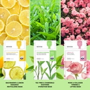 Mooyam 2-Step Mask Set 6 Sheets Natural Skincare Sheet Mask Lemon Rose Tea Tree Essential Face Mask Glowing, Hydrated & Firm Skin