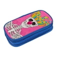 thumbnail image 3 of XMXY Illumination Skull Large Capacity Pencil Case, Portable Pencil Bags with Compartments Zipper Blue, 3 of 7