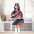 thumbnail image 7 of FORMRS Wearable Blanket Hoodie with Sleeves for Kids Cozy Flannel Sweatshirt, Pink Geometric, 7 of 7