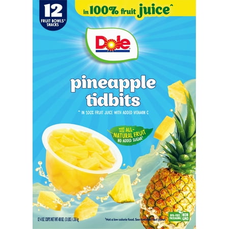 (12 Pack) Dole Pineapple Paradise Tidbits Fruit Cups in Juice  4 oz