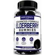 Sheer Strength Labs Elderberry Immune Support with Vitamin C and Zinc for Women & Men, 60 Gummies