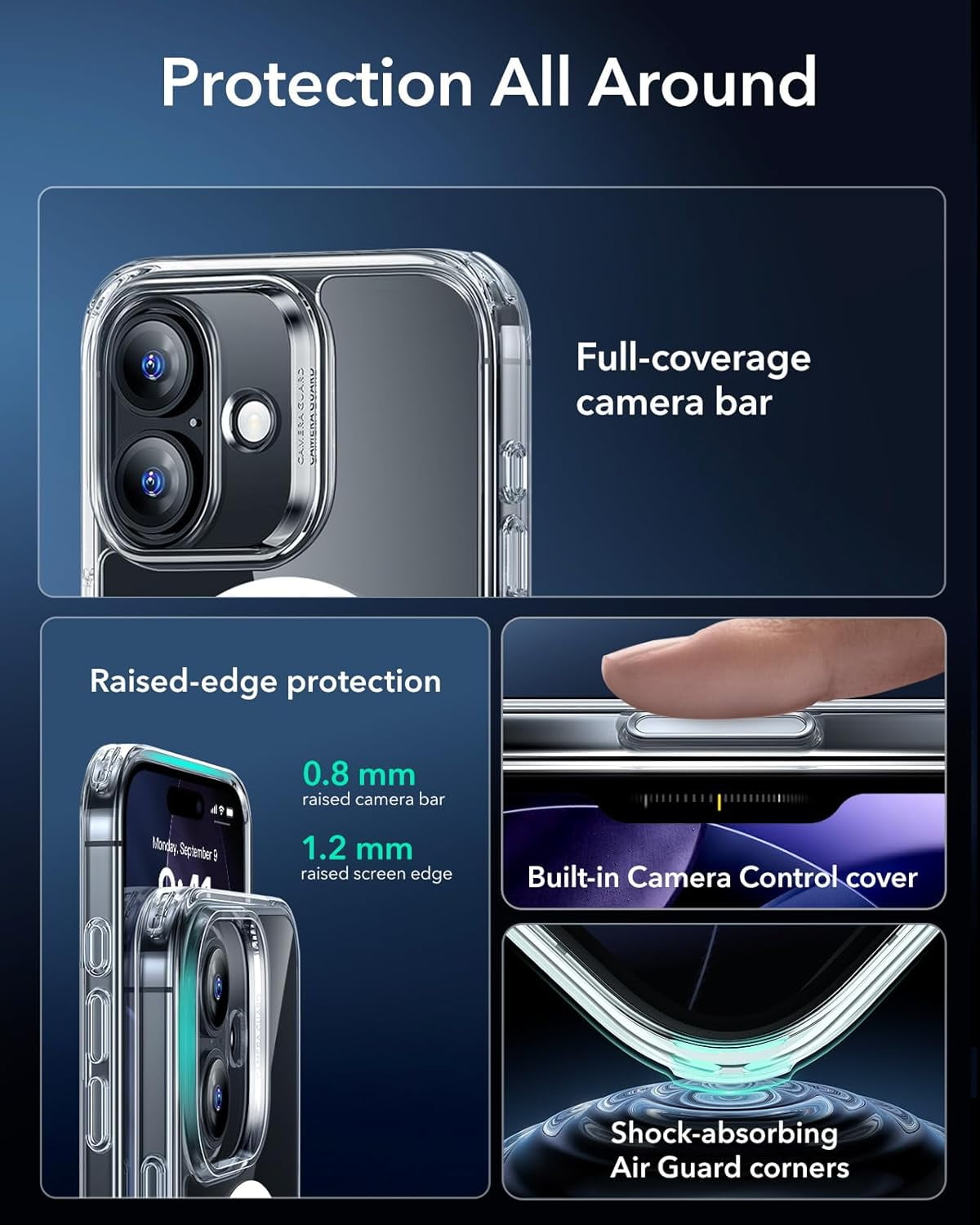 CRKMGS-for iPhone 17 Case, Camera Control, Compatible with MagSafe, Shockproof Military-Grade Protection, Magnetic Phone Case for iPhone 17, Classic Hybrid Case, Clear